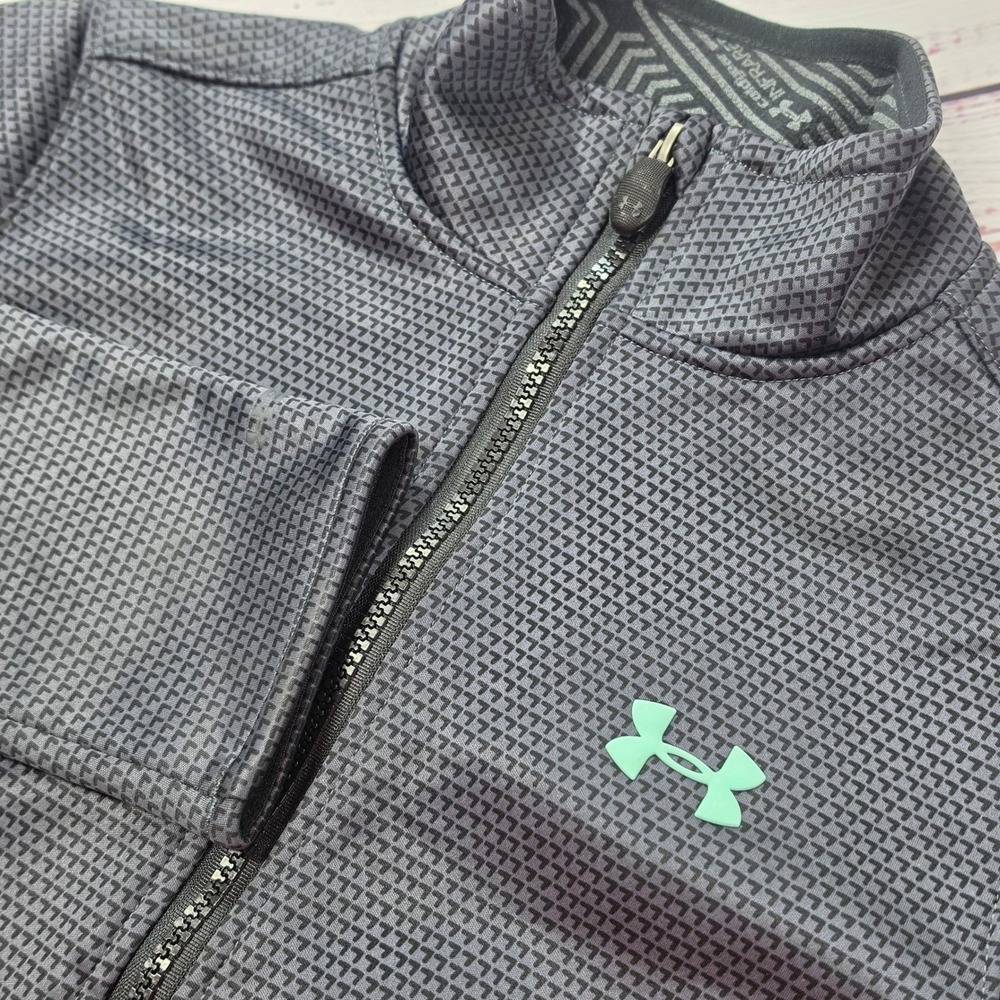 Under Armour ColdGear Infrared Jacket Kids Medium Gray Mint Excellent Zip Pocket